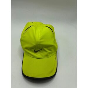 Nike Dri-Fit Running Cap Neon Yellow Swoosh Breathable Athletic Sport